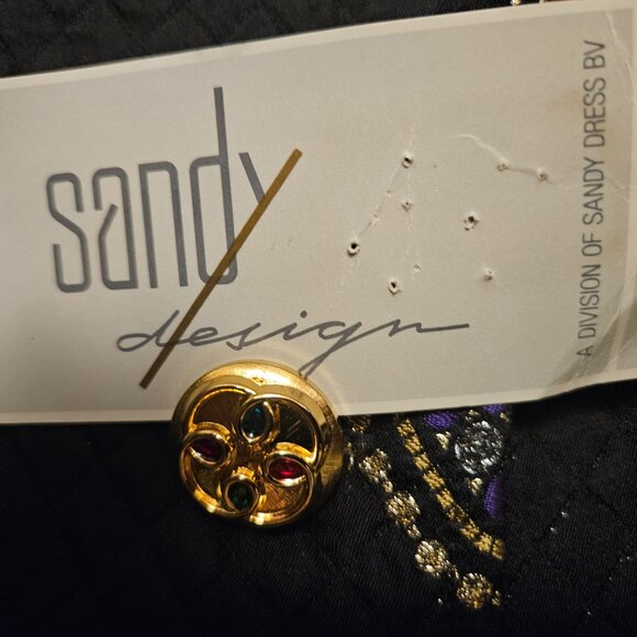 sandy design Black Quilted Paisley Gem Jacket Sz 36 - Picture 7 of 12